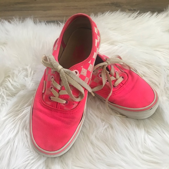 checkered pink and white vans
